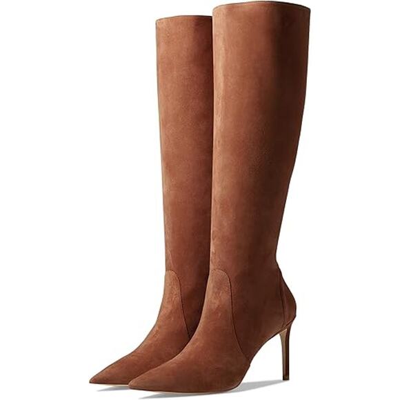 Stuart Weitzman Stuart 85  Pointed Suede Stiletto Knee Boots Suede Size 10B NWOB - Picture 1 of 13